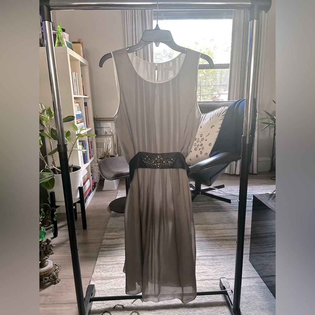 Dusty Lilac Massimo Dutti Silk Pleated Dress With Beaded Silk Sash